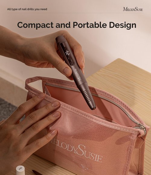 MelodySusie Electric Nail Drill - Cordless File for Acrylic Gel Nails with Nail Stamper Kit,