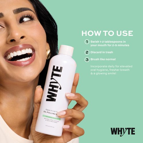 Whyte Coconut Oil Pulling Mouthwash for Teeth Whitening & Gum Health (Spearmint)