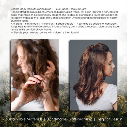 Lindale Walnut Wooden Hair Brush for Hair Growth with Natural Walnut Bristles Detangler Paddle Hairbrush for Massaging Scalp for Women Men, Reduces Static for Curly Hair with Ergonomic Handle Oval