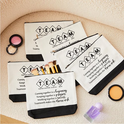 Cunno 4 Pcs Team Appreciation Bags Bulk Women Employee Gifts Team Together Canvas Tote Bag Makeup Bags for Vet Tech Coworker Nurse