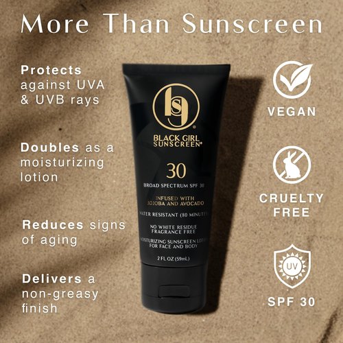 Black Girl Sunscreen - Face & Body Moisturizing Sunscreen Lotion SPF 30 for Melanin Rich Skin, Leaves no White Cast (SPF-30-4oz)