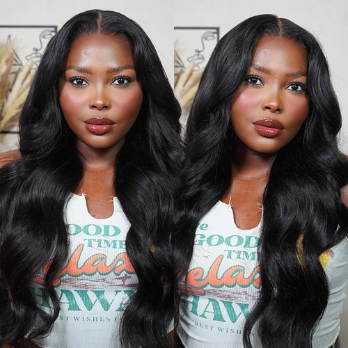 Glowig U Part Human Hair Wig Body Wave for Women Brazilian Remy Upart Human Hair Wig Beginner Friendly No Sew in NO Glue 180% Density Natural Color 14Inch