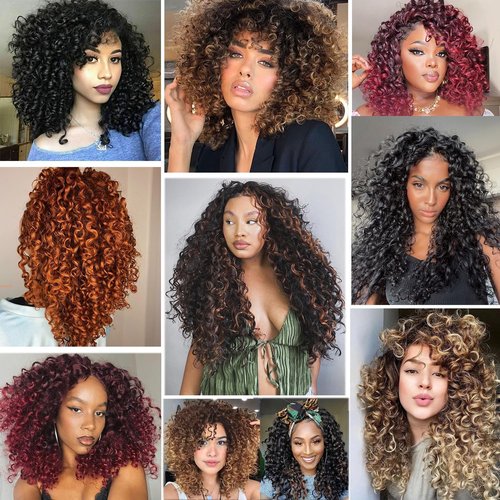 Gogo Curl Crochet Hair 8 Packs Ocean Wave Beach Curl Crochet Hair Pre Looped Long Deep Wave Hair Extension Synthetic Braiding Hair for Women Natural Black 24 Inch 1B/27