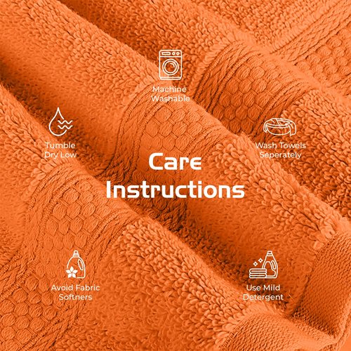RIVERSIDE 12 Pack Premium 100% Cotton Face Washcloths, 550 GSM, 12 x 12 Inches, Soft, Absorbent Towels for Body & Shower, Bathroom Wash Clothes, Durable Face Towels Set for Spa, Gym, Orange