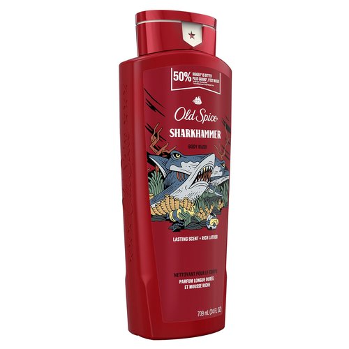 Old Spice Cleansing Body Wash for Men, 3X Defense, 24/7 Shower Fresh with Lasting Scent, 2-in-1 Body & Face Wash, Sharkhammer Scent, 24 oz (Pack of 4)