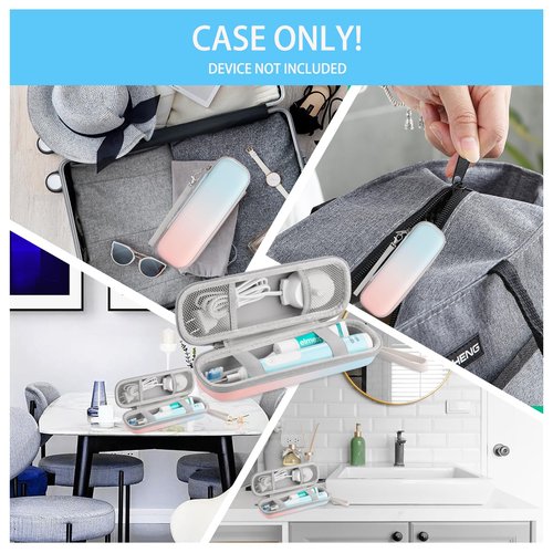 Toothbrush Travel Case for Oral B/Oral-B Pro 1000 1500 5000 7000 7500 9600/ Philips Sonicare 4100 5100 6100 5300 Electric Toothbrush, Portable Hard Protective Storage Bag (Gradient Case and 2 Caps)