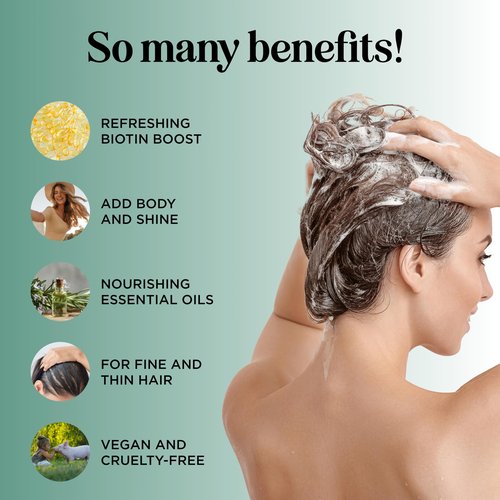 BOOST Biotin Hair Serum plus Rosemary Biotin Shampoo - Hair Thickening Serum with Peppermint and Rosemary and Volumizing Biotin Shampoo for Men and Women Bundle