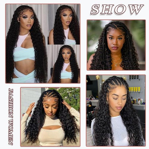YAMI Bulk Human Hair for Braiding Deep Wave Human Braiding Hair for Boho Braids Curly Braiding Hair Natural Black No Weft Hair Extensions Human Hair 2 Braids Per Pack 100g（16inch)