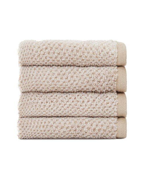 Cozy Earth Nantucket 60% Cotton 40% Viscose from Bamboo Washcloth - 600 GSM Plush & Fast-Drying with Rice Weave Pattern - 4 Pack 20" x 20" Luxury Washcloth - Sand