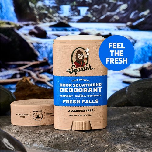 Dr. Squatch Natural Deodorant for Men – Fresh Falls – Odor-Squatching Men's Deodorant Aluminum Free (2.65 oz)