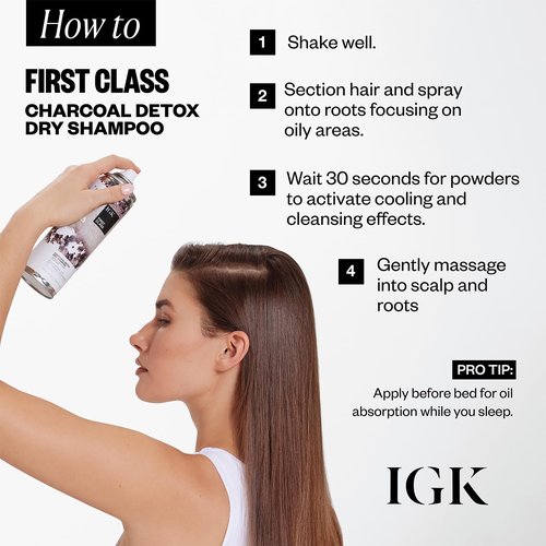 IGK FIRST CLASS Detoxifying Charcoal Shampoo Jumbo Size | Deep-Cleansing, Oil-Absorbing Clarifying Shampoo for Scalp Reset & Volume | 11 oz