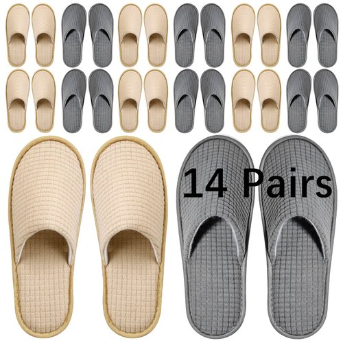 SENJUNSAFE 14 Pairs guest slippers disposable for guests Washable Reusable Which Can Be Used As Women Men House Indoor Bathroom Bedroom hotel (US Men Size 10Women 11)