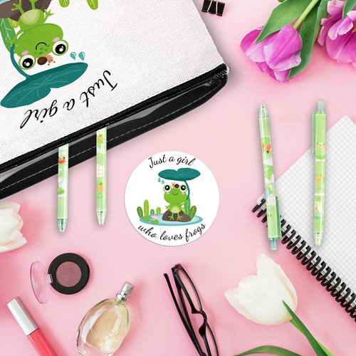 CIXICM Frog Gifts for Frog Lovers, Includes Makeup Bag, Cute Socks, Frogs Writing Gel Ink Pen & Mini Round Mirror, Just Who Loves Frogs, Birthday Gift for Women