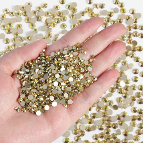 Beadsland Flatback Rhinestones Bulk, 2880pcs Gold Rhinestones for Nails Crafts Clothes DIY Decoration, Metal Sunlight, SS30, 6.3-6.5mm