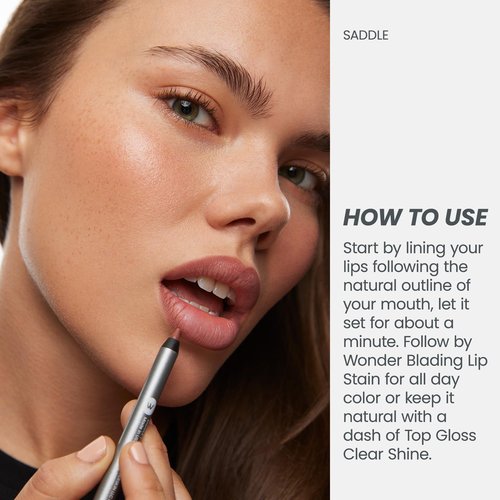 Wonderblading Lip Stain Peel Off Masque (Lovely) with 360 Contour Lipliner (Saddle)