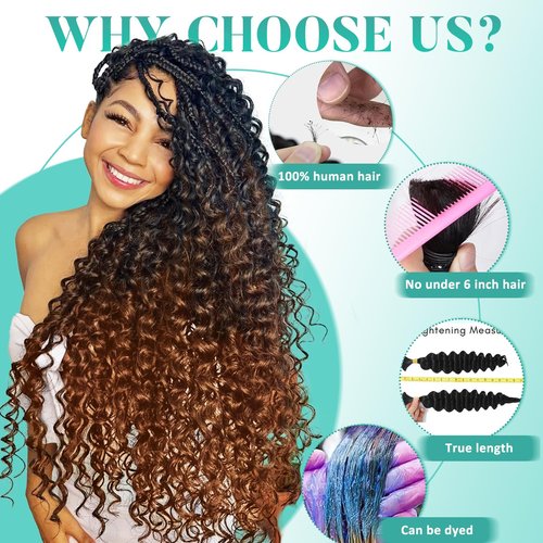 Human Braiding Hair for Boho Braids 14 Inch 120g Deep Wave Bulk Boho Human Hair for Braiding Curly Knotless Bohemian Braids 12A 100% Brazilian Virgin No Weft Extensions 3 Bundles/Pack Natural Black 1B