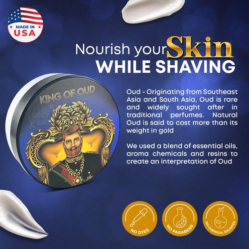 Wholly Kaw Shaving Soap | Luxury Dense, Rich & Creamy Lather Tallow Wet Shave Puck Notes of Bergamot Lemon Clary Sage Rose Pink Pepper Galbanum, Oud | Grooming and Skincare for Men 4 oz - King of Oud