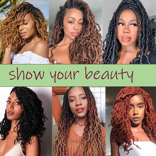 6 Packs Faux Locs Crochet Hair 14 Inch Ginger Goddess Locs Crochet Hair for Black Women, Prelooped Gypsy locs Crochet Braids Copper Red Soft Wavy Dreadlocks Hair Extensions, 350