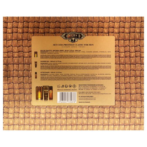Cuba Prestige Classic for Men - 3 Pc Gift Set 3oz EDT Spray, 6.7oz Shower Gel, 3.3oz After Shave