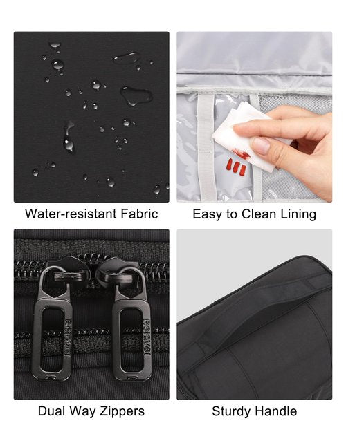 Relavel Toiletry Bag for Men, Hanging Toiletries Bag for Women Water Resistant Dopp Kit Shaving Bag, Travel Essentials Large Capacity Organizer Case for Toiletries Accessories, Black