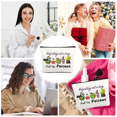 VeloKomo Poison Cosmetic Bag Gifts - Portable Waterproof Makeup Bags Definitely Not a Bag Full of Poisons Personalized Spooky Witchy Birthday Gift for Evil Villain Queen Zipper Pouch for Movie Fan