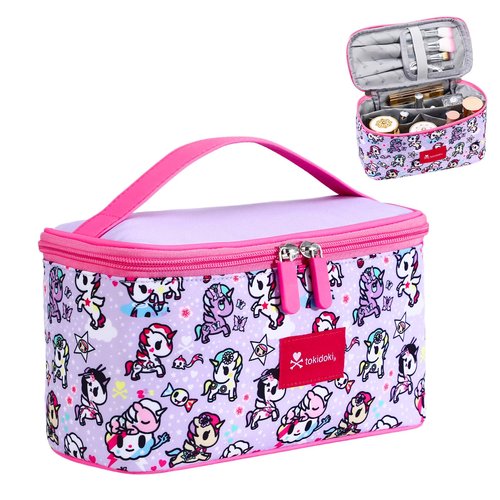 Tokidoki Official Unicorno Makeup Bag Cute Cosmetic Bag Large Capacity Travel Makeup Case Portable Organizer Toiletry Bag for Women Traveling with Handle (Pink)