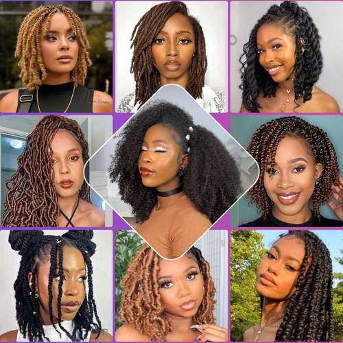 Afro Kinkys Bulk Human Hair for Dreadlocks Extensions Repair, Twist Braiding Afro Kinky Human Hair for Locs Natural Black Color 18 inches for Micro Locs Extensions 1 Pack 30 Gram（1B/18inch/30g）