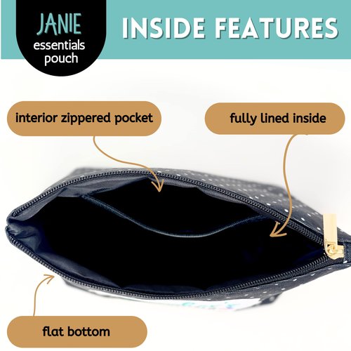 Brooke & Jess Designs Grandma's Essentials Pouch Gifts for Women Dotted Makeup Bags Cosmetic Bag Travel Toiletry Makeup Pouch Bag with Zipper Best Grandma Birthday Just Because Gifts