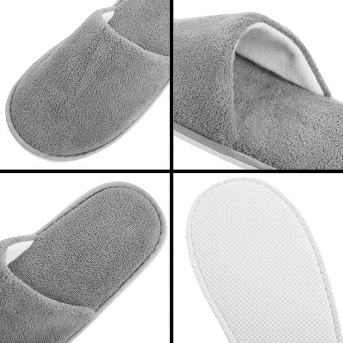 Juvale Disposable Guest Slippers - Cotton Fleece Comfort & Hotel Slipper - Travel Footwear Individually Wrapped for Hygiene - Pack of 12, Gray, US Men 11/Women 12
