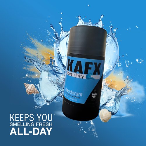 KAFX Body Ocean Jetty Deodorant with Odor-Fighting Coffee Oil, Organic Aluminum-Free Natural Deodorant for Women and Men, Long-Lasting Freshness, 2 Pack, 2.65 oz/75 g