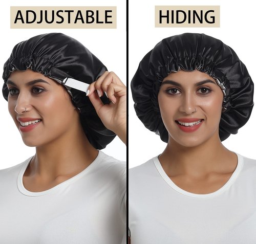 SAYMRE Satin Bonnet Silky Sleep Cap,Adjustable Hair Bonnet for Braids Curly Hair