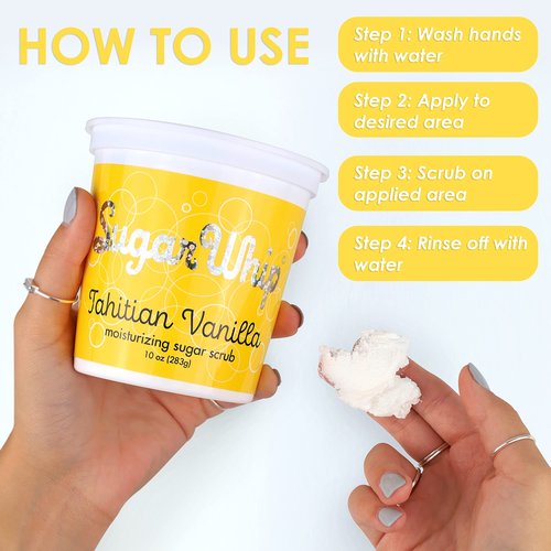 Primal Elements Sugar Scrub, Exfoliating Sugar Whip, Face and Body Cleanser, Moisturizer, Tahitian Vanilla, 10 oz Package