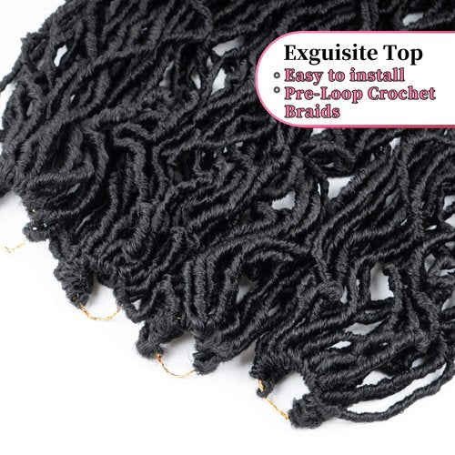 40 Inch Super Long Soft Locs Crochet Hair Pre Looped 6 Packs New Faux Locs Crochet Braids Goddess Locs Dreadlocs Synthetic Hair For Women (1B, 40 Inch 6pack)
