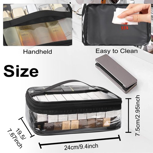 TANTO Clear Makeup Bags with Handles, Toiletry Bag, PVC Clear Cosmetic Bags for Women and Men, Cosmetic Storage Pouches with Zipper (7.6 * 9.4 * 2.9in)