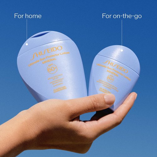 Shiseido Ultimate Sun Protector Lotion Mineral SPF 60+ - Sheer, Broad-Spectrum Sunscreen for Face & Body - Visibly Improves Fine Lines, Smoothness & Skin Tone - Fragrance Free, All Skin Types - 50 mL