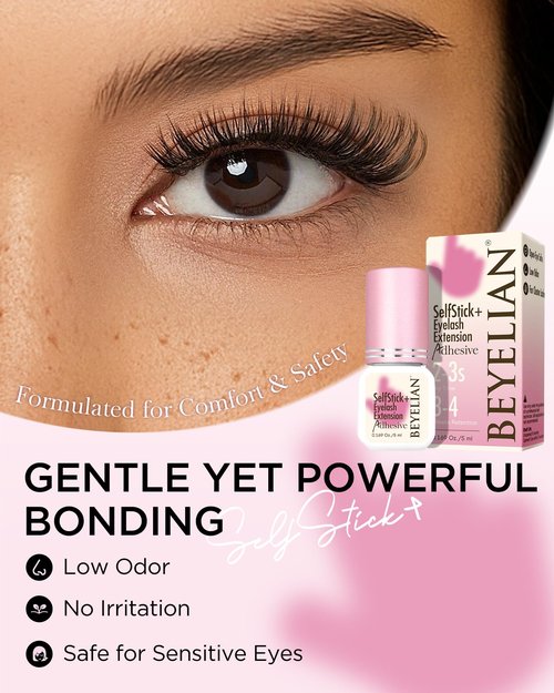 BEYELIAN Sensitive Lash Cluster Glue,Strong Hold Eyelash Extension Glue Long Lasting 3-4 Weeks Waterproof & No Irritation Hypoallergenic Formaldehyde-Free for Open Eyes DIY or Professional (5ML)