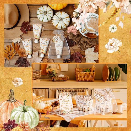 Dansib 48 Sets Fall Hand Cream Bulk Gifts for Guest Baby Shower Party Favors Travel Size Pumpkin Hand Cream with Thank You Cards for Autumn Thanksgiving Party Supplies(Fall Pumpkin)