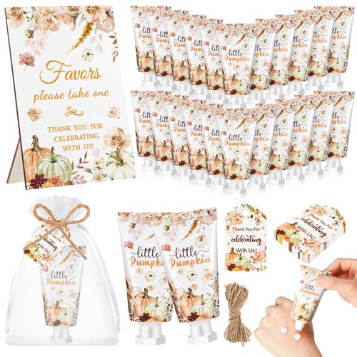 Dansib 48 Sets Fall Hand Cream Bulk Gifts for Guest Baby Shower Party Favors Travel Size Pumpkin Hand Cream with Thank You Cards for Autumn Thanksgiving Party Supplies(Fall Pumpkin)