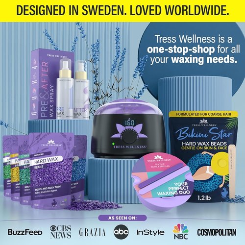 Tress Wellness Wax Beads for Sensitive Skin - Safe for Face & Skin - Dermatologically Tested - At-Home Kit for Face, Bikini, Brazilian & Full Body - Bikini Star 1.2lb