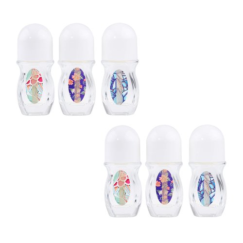 6Packs Deodorant Roll On Bottles Containers Leak Proof Massage Roller Ball Bottles with Cap For Essential Oils Perfume Cosmetics, Glass Empty Roller Bottles with Plastic Roller Ball 30ML