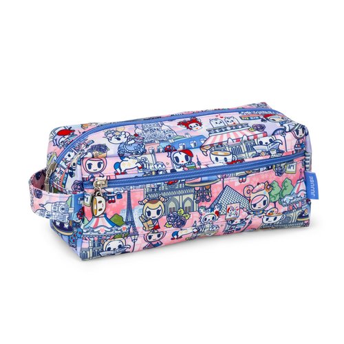 JuJuBe x Tokidoki C'est la vie à Paris Be Dapper Toiletry Cosmetic Bag, Cute Zippered Pouch Bag for Women and Girls, Ideal Organization for Travel, Luggage, School, Work, Machine Washable