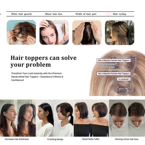 SHEIRIS Human Hair Toppers for Women, for Women with Thinning Hair Swiss Base, No Bangs, 10 Inch (#3)