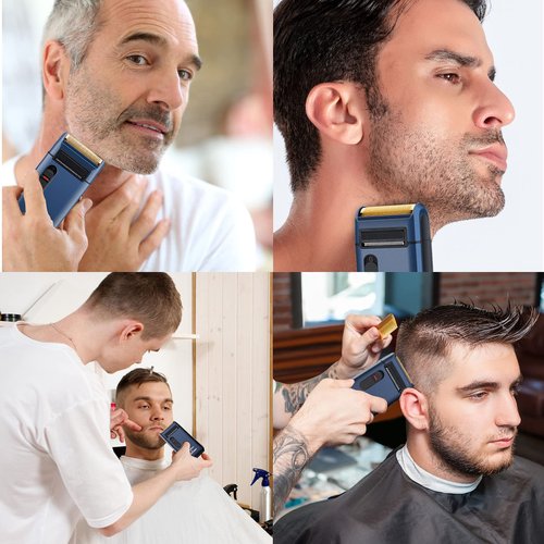Styleader Retro Electric Razor for Men, Rechargeable Mens Gold Foil Shavers,Travel Electric Shavers for Men(Blue)