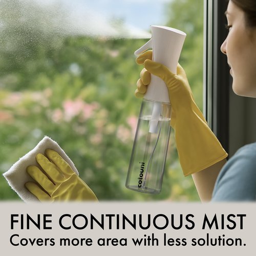 Cotouni Continuous Spray Bottle for Hair Care, Hydrating Skin Care | Plant Mister or Squirt Bottle for Ironing and Cleaning, 10.1 fl oz/300 mL Clear Glass, 9.8"(H) x 2.08"(W)