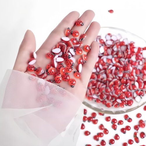 100Pcs Ladybug Nail Charms Cute Insect Nail Art Charms 3D Resin Nails Rhinestones Small Ladybugs with Open and Closed Wings Nails Gems Summer Nail Jewelry for Women Manicure Decoration DIY Craft
