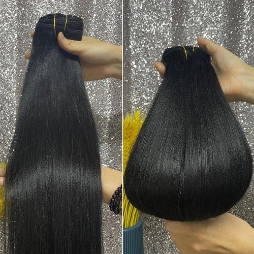 AIKAUR YaKi Straight Human Hair Clip in Extensions 120g Full Head for Women 100% Unprocessed Brazilian Virgin Human Clip ins Remy Hair Natural Black 8Pcs 22inch