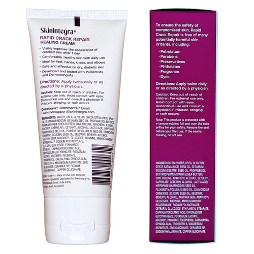 SkinIntegra Rapid Crack Repair Cream, 25% Urea with Lactic Acid, Heals Cracked Heels and Diabetic Feet, Post-Surgery Scar Care, Fragrance-Free Barrier Cream, 3 oz