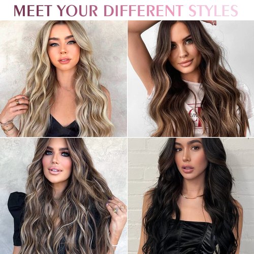 Fimislosion Real Hair Extensions Clip in Human Hair, Seamless Clip in Hair Extensions Real Human Hair, 18 Inch Clip ins extensions for women, Balayage Dark Brown to Middle Brown 120G 7Pcs
