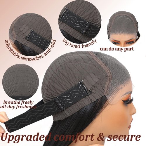 TAGUO Synthetic Lace Front Wig 7x5 Glueless Wig HD Lace Front Wig for Women Pre-Plucked Ready to Wear Wigs Beginner Friendly Natural Black 26inch