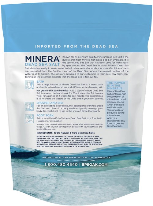 Minera Coarse Grain Dead Sea Salt for Bath & Soaking – 10 lbs, Fast-Dissolving, 100% Pure & Natural, Unscented, Skin-Nourishing Bulk Sea Salt
